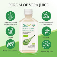 AloeCure label detail highlights organic certification and product integrity