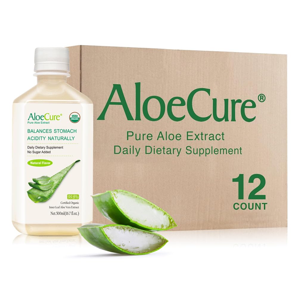 AloeCure Aloe Vera Juice bottle, showcasing the natural color and pure inner leaf gel