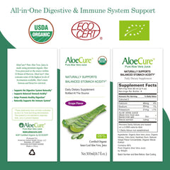 AloeCure USDA organic seal emphasizing clean, certified ingredients.