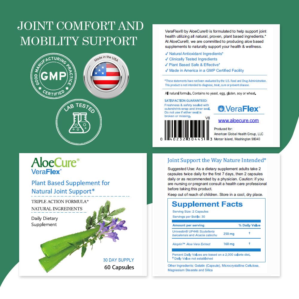 AloeCure VeraFlex organic certifications indicating trusted quality.