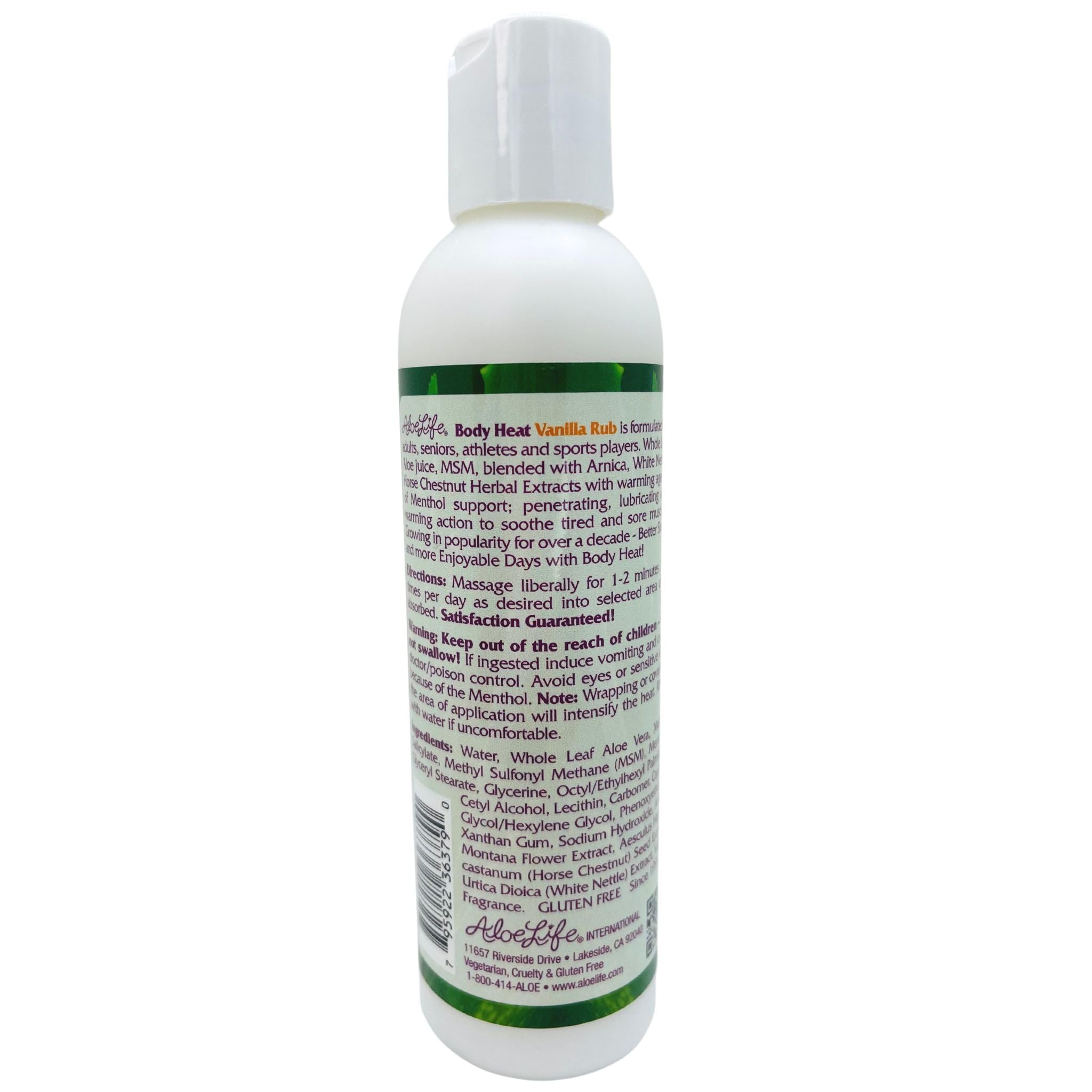 Aloe Life Body Heat Vanilla Rub being dispensed for targeted soothing