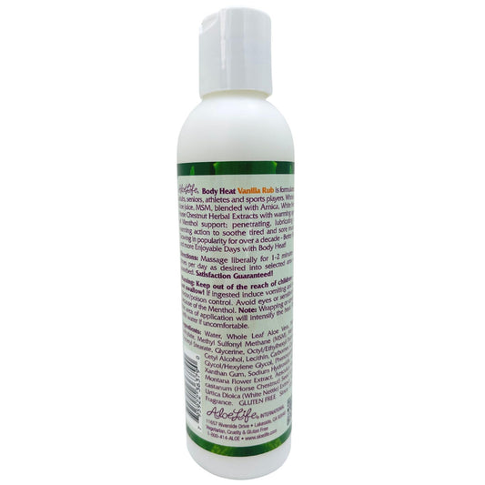 Aloe Life Body Heat Vanilla Rub being dispensed for targeted soothing