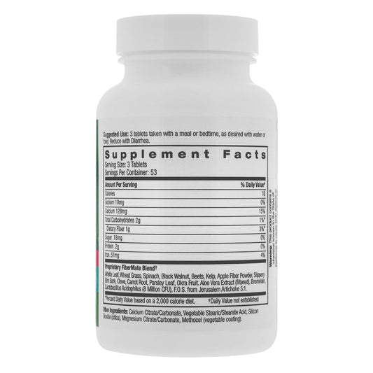 Aloe Life FiberMate tablets close-up shows natural greens for digestion.