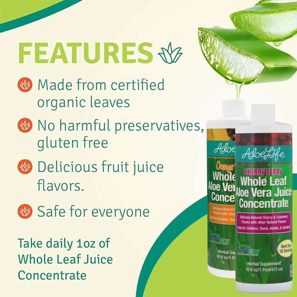 Aloe Life Orange Papaya bottle with bright citrus notes for a vibrant sip.