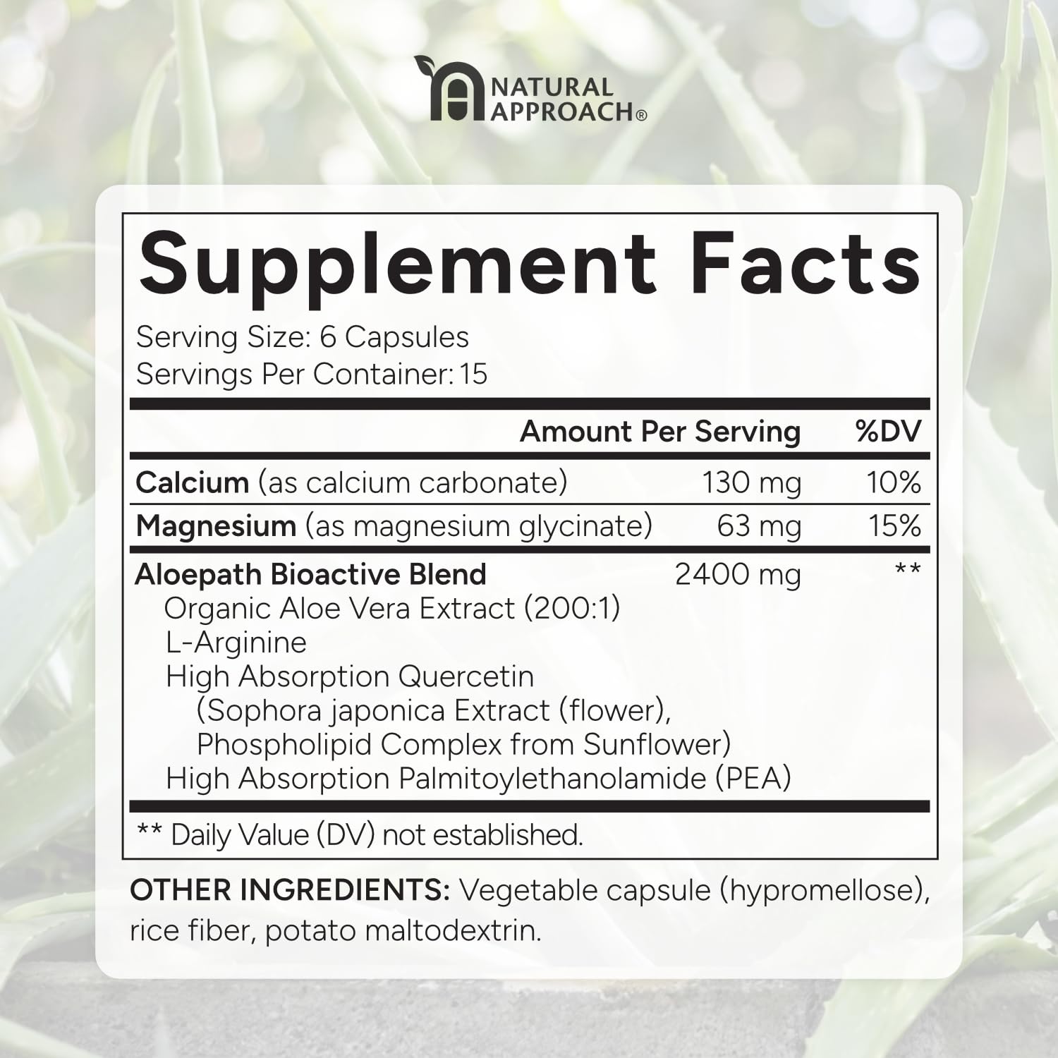 ALOEPATH ingredients panel displays quercetin, PEA, and L-Arginine for holistic bladder wellness.