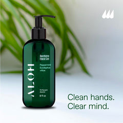 ALOH gel being rubbed into hands highlighting skin hydration.