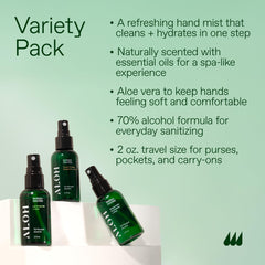 ALO Hand Sanitizer Peppermint Eucalyptus spray delivers cooling aroma while sanitizing hands