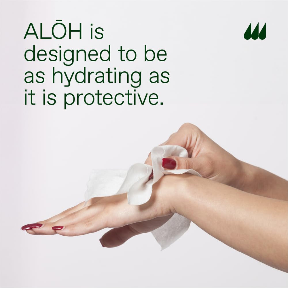 ALŌH Peppermint Eucalyptus wipes spill-free packaging for mess-free routines.