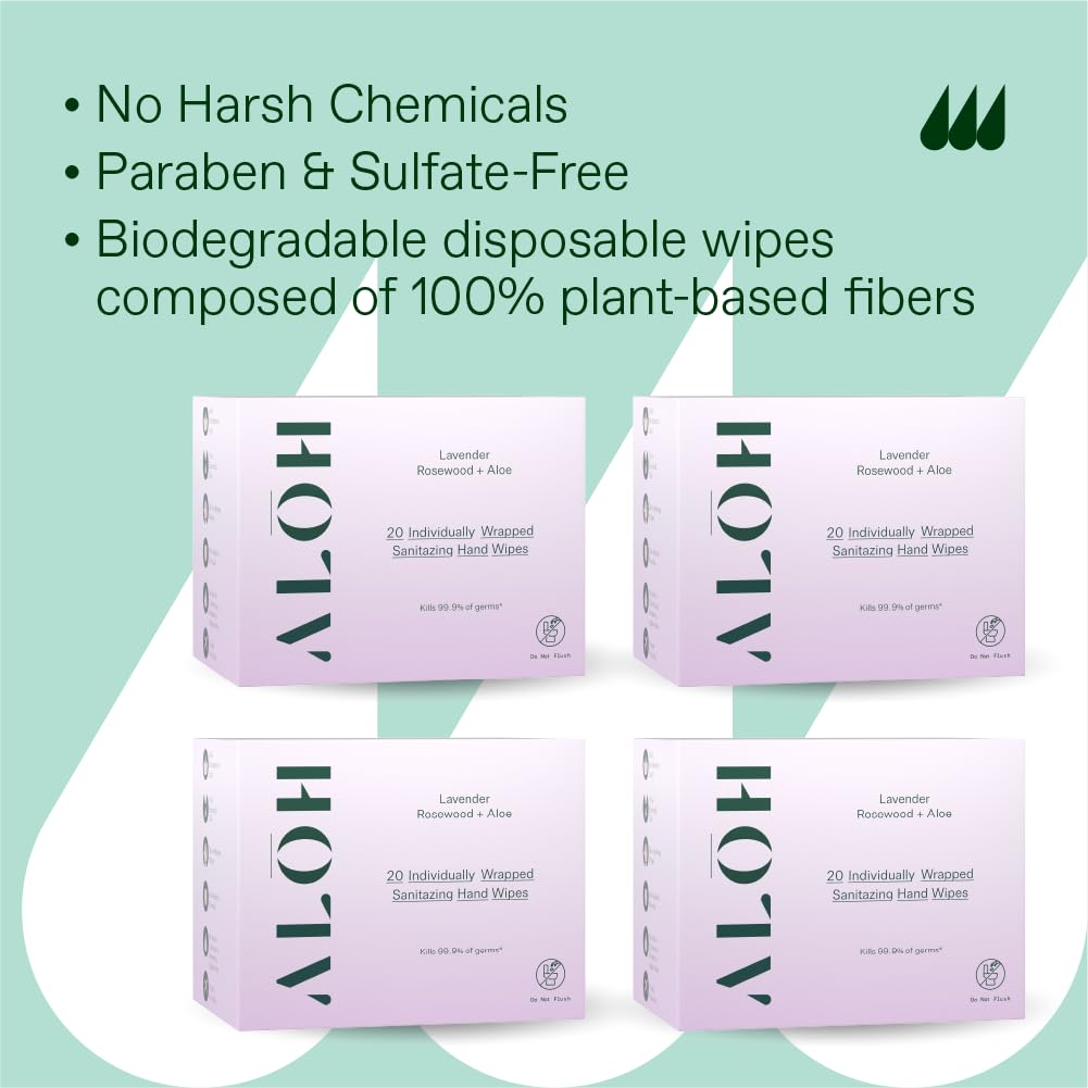 Rosewood oil aroma in ALŌH wipes provides a comforting scent