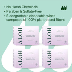 Rosewood oil aroma in ALŌH wipes provides a comforting scent