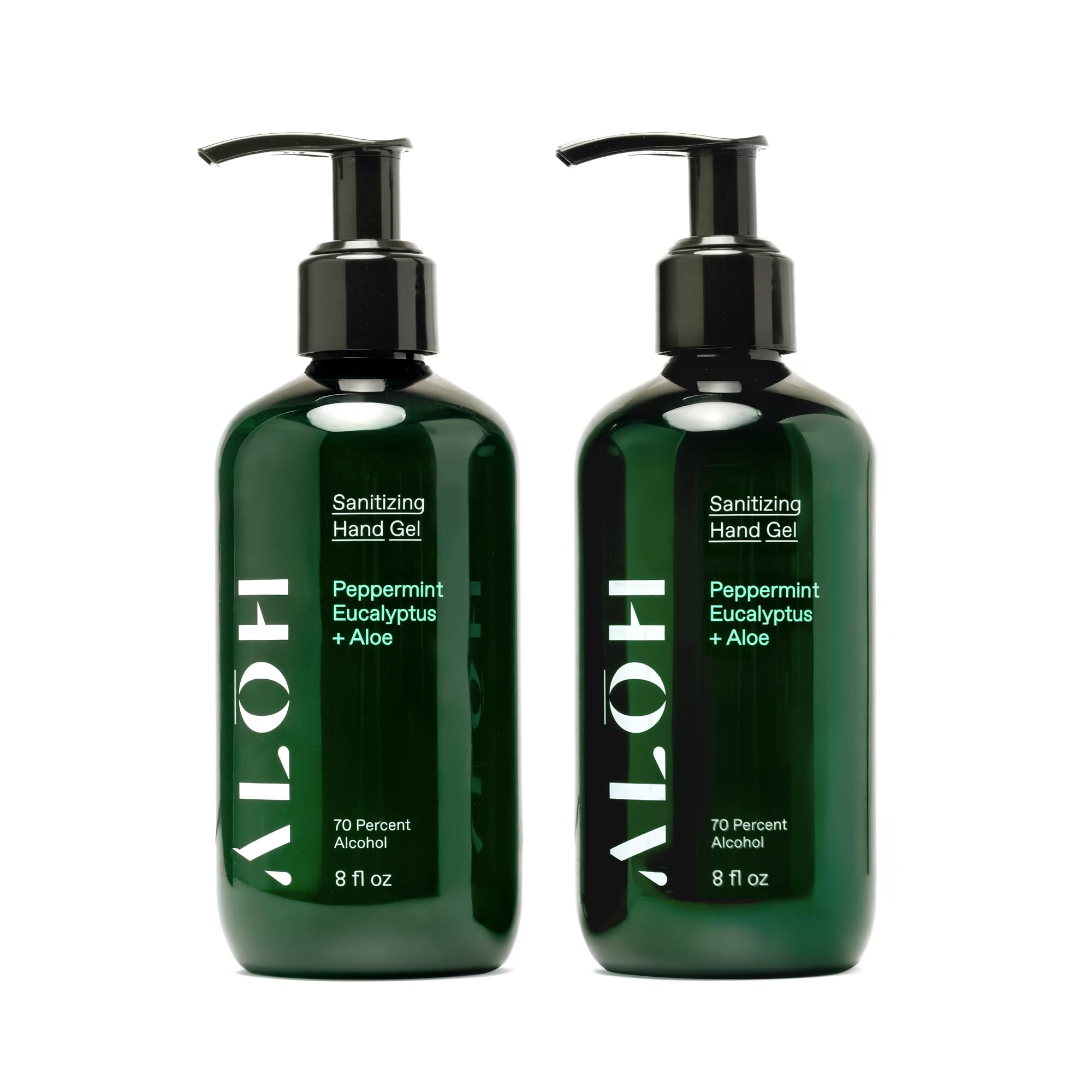 ALŌH peppermint-eucalyptus hand gel in a pump bottle delivers refreshing, hydrating cleansing