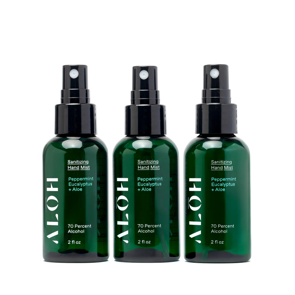 ALŌH Sanitizing Hand Mist 2oz bottle pour for on-the-go cleansing with Aloe