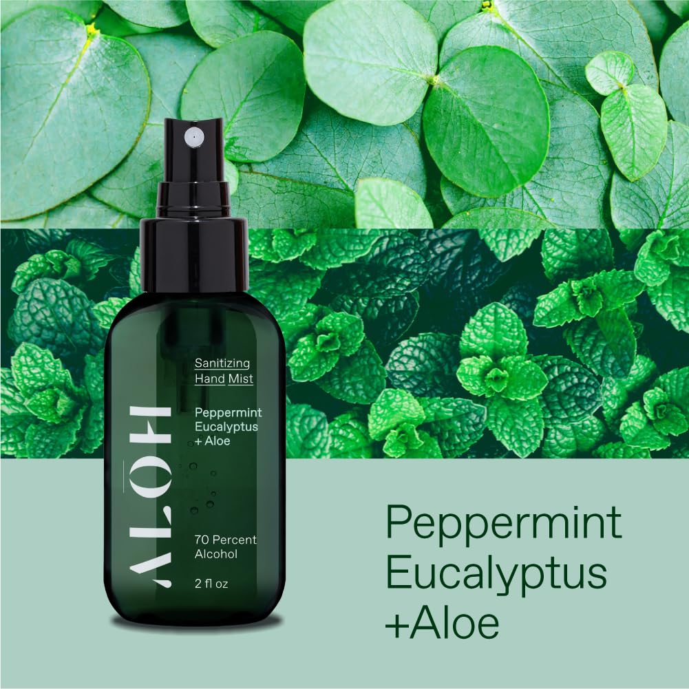 ALŌH Hand Mist 2oz spray application for quick sanitizing anytime