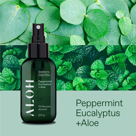 ALŌH Hand Mist 2oz spray application for quick sanitizing anytime