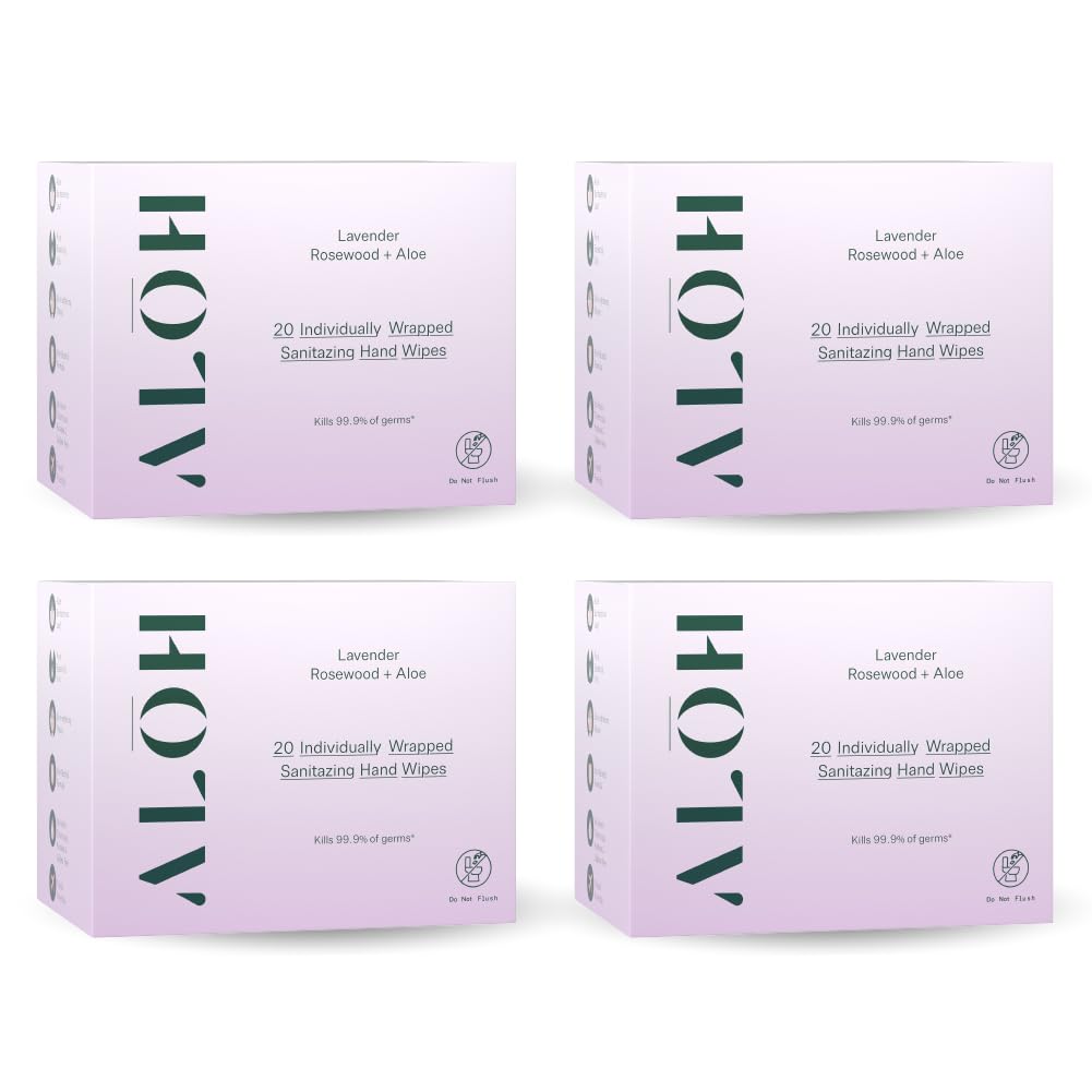 ALŌH Skin Softening Wipes lavender-rosewood pack front for easy on-the-go sanitizing