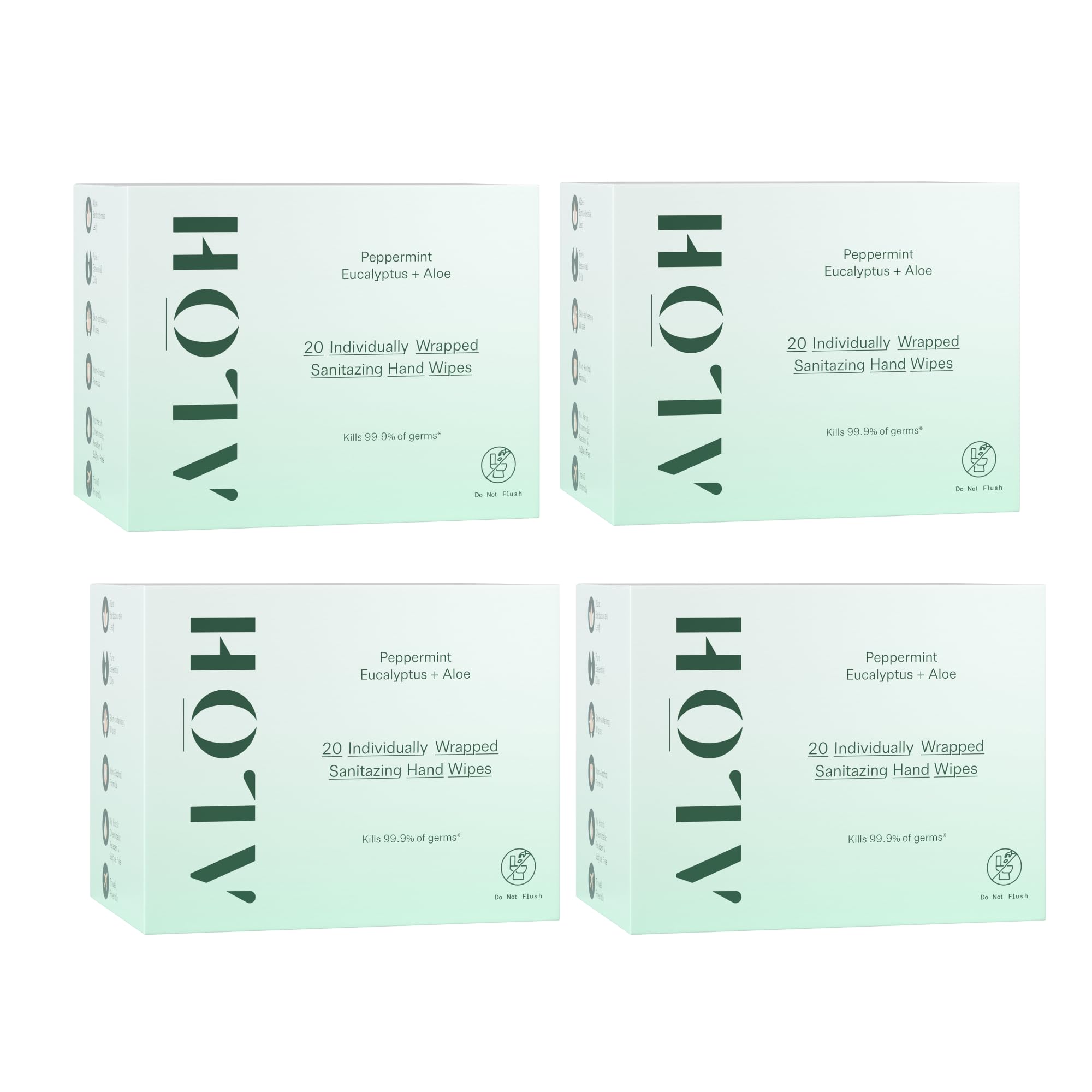 ALŌH Skin Softening Wipes Peppermint Eucalyptus box showing hydrating aloe formula
