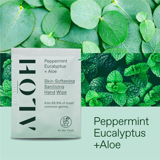 ALŌH Peppermint Eucalyptus wipes in gym bag for on-the-go cleansing