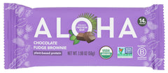 ALOHA Chocolate Fudge Brownie Bar pack 12, perfect for on-the-go protein snacking.