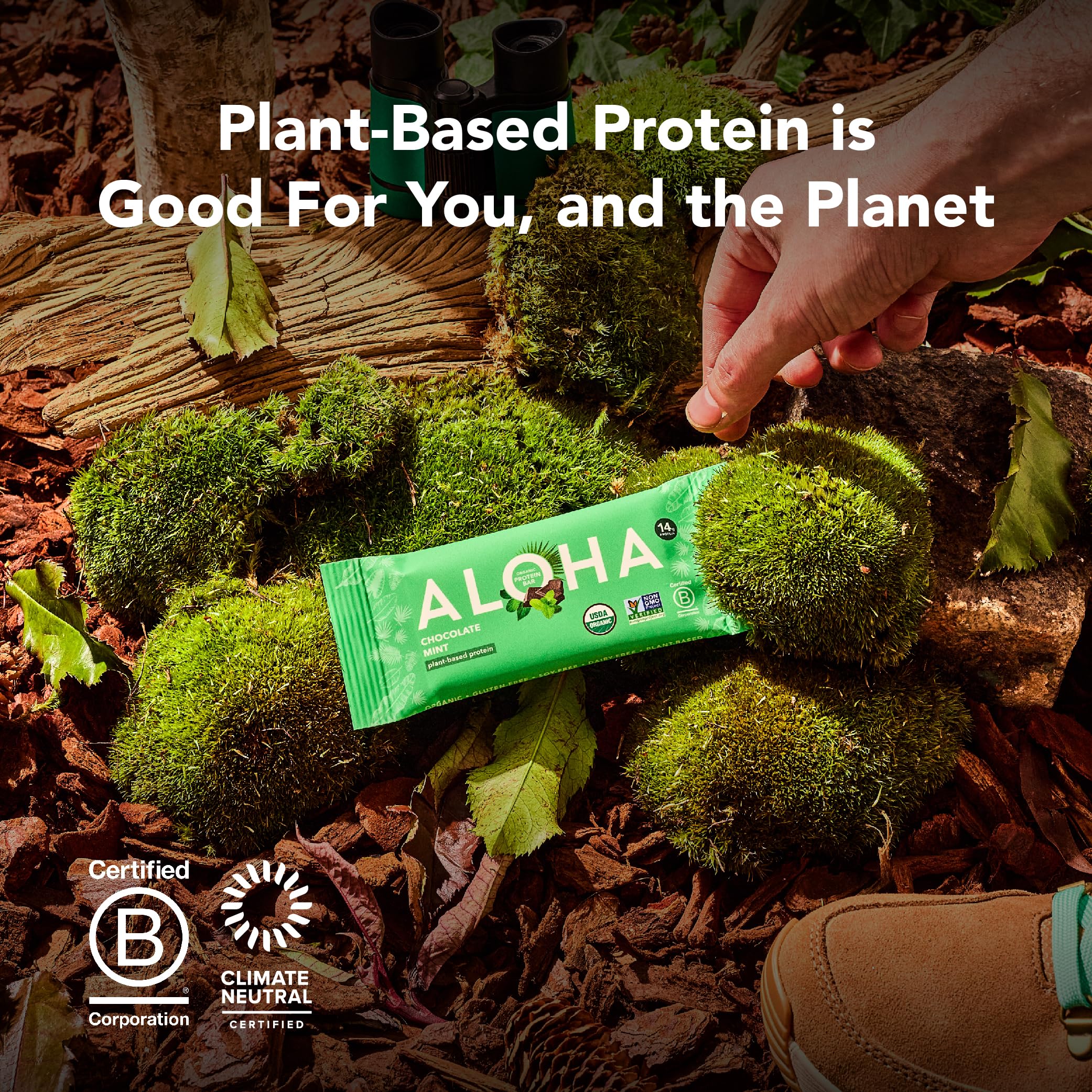 ALOHA Minis Coconut Chocolate Almond bar pictured as an on-the-go snack