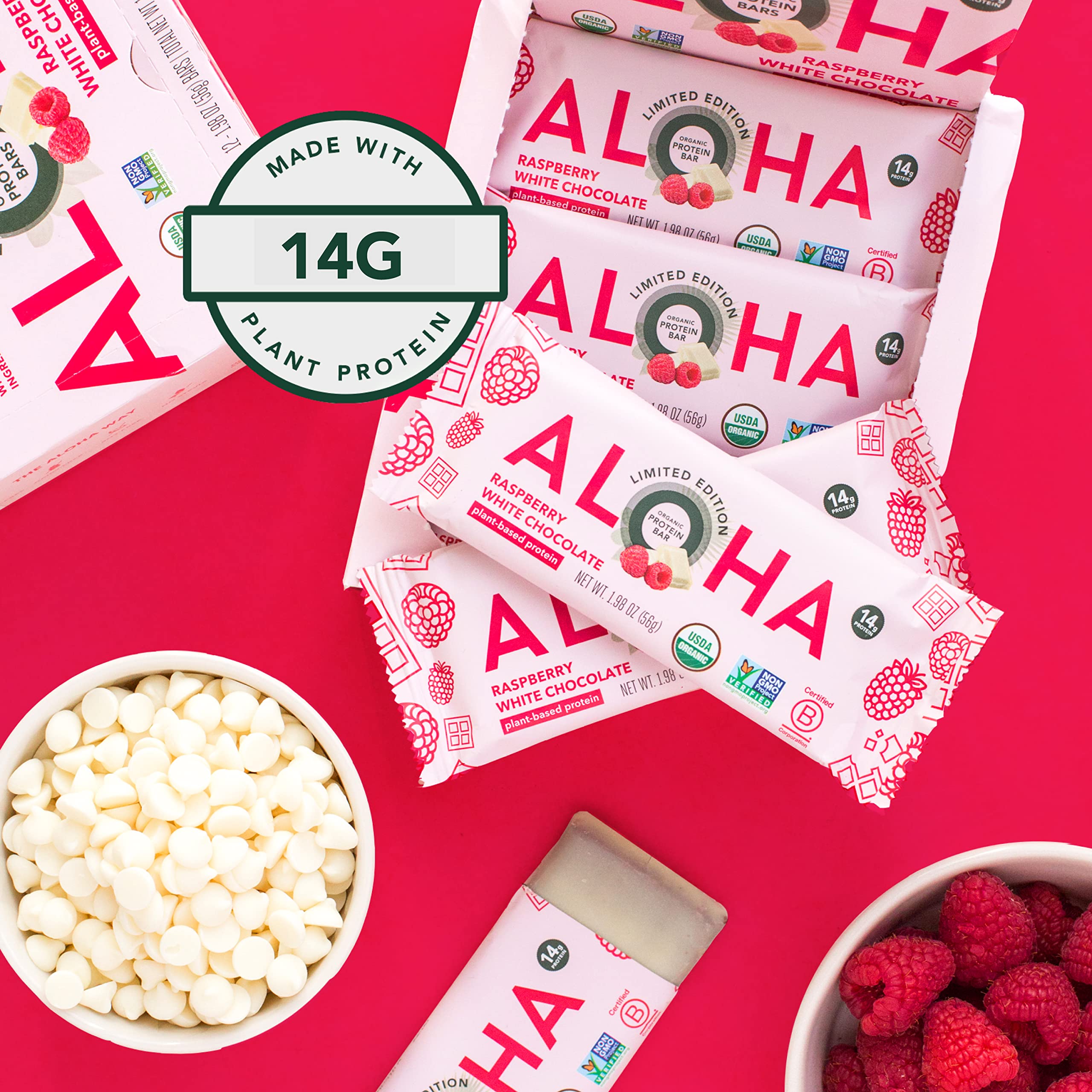 Product label for ALOHA organic vegan gluten-free nutrition