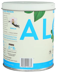 ALOHA Vanilla Organic Protein Powder scoop measuring a portion