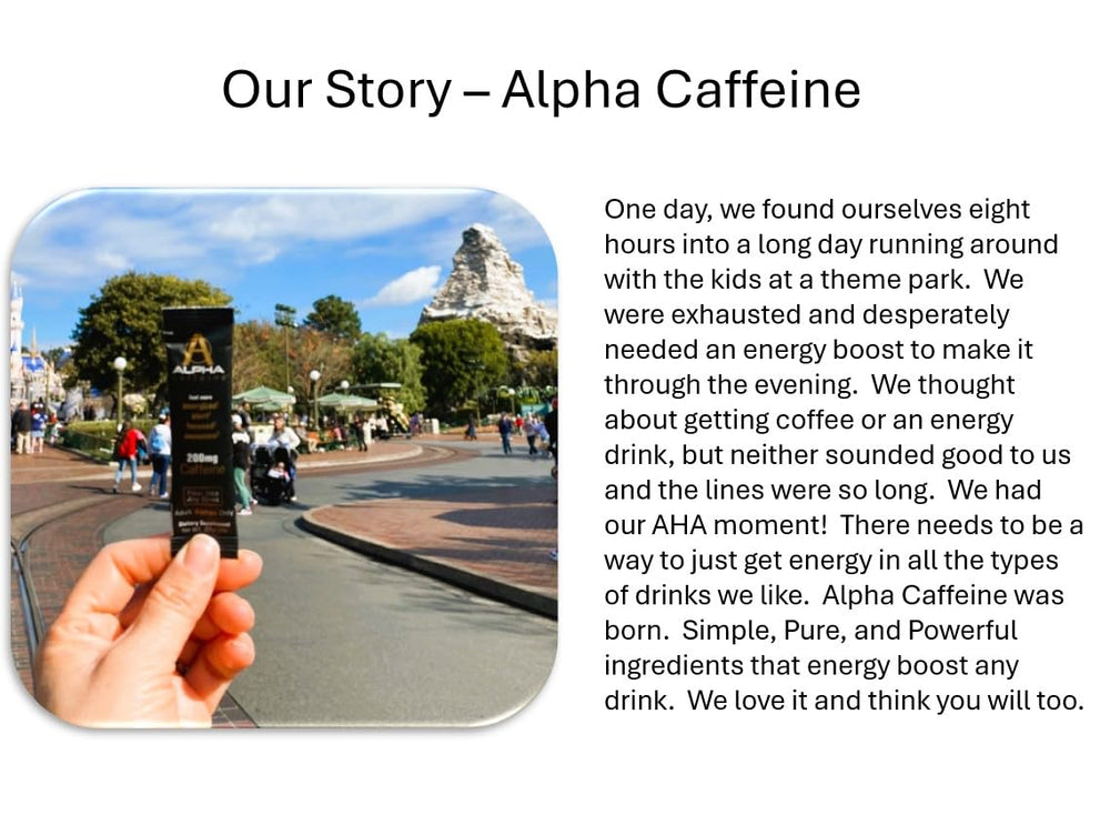 Alpha Caffeine label close-up highlights purity and dietary notes.