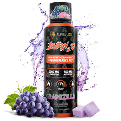 Alpha Lion Burn2O Grapezilla bottle, zero-calorie fat burner for sugar-free diets