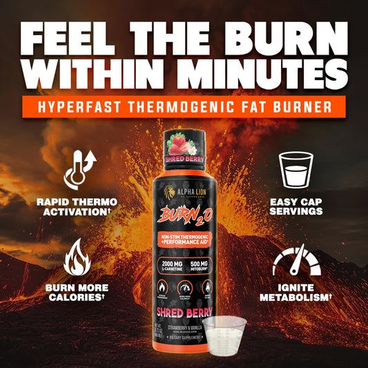 ALPHA LION Burn2O pre-workout shot ready to boost energy without caffeine crash.