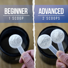 ALPHA LION Core Pre-Workout scoop beside a glass for pre-training mix
