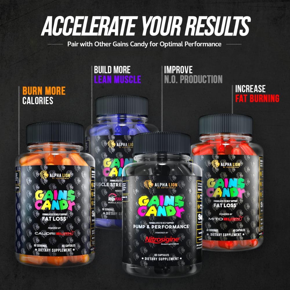 Gains Candy placed in a gym bag setup for workout-ready supplementation