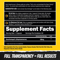 Front label view of ALPHA LION Gains Candy for premium quality and dosing clarity