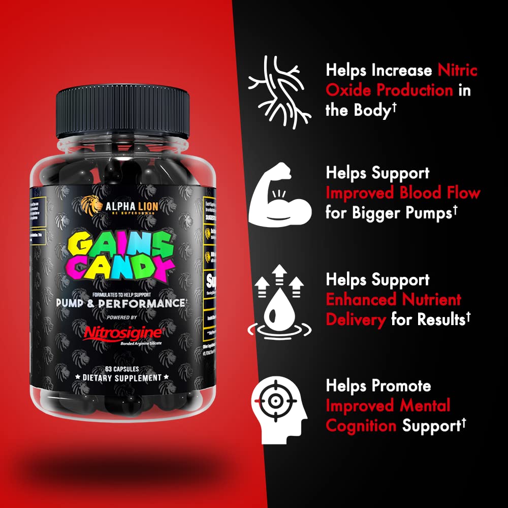 Top view of Gains Candy container for daily-use supplement routine