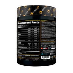 ALPHA LION pre-workout scoop in jar demonstrates convenient serving for quick mixes