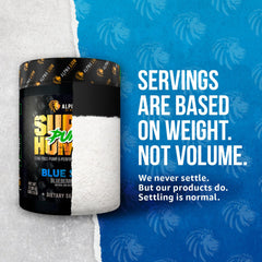 Close-up of ALPHA LION Pump label highlighting stimulant-free formula.