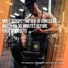 ALPHA LION scoop beside glass ready for mixing before training