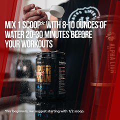 Cherry flavored ALPHA LION Superhuman Burn ready to energize workouts