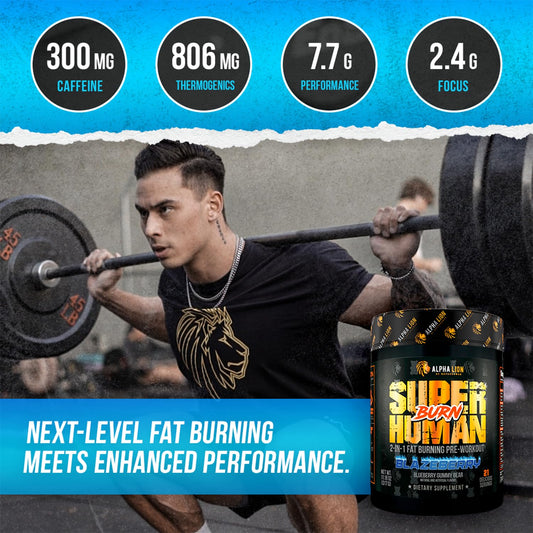 Graphic on ALPHA LION Burn showing sustained energy for focus during training