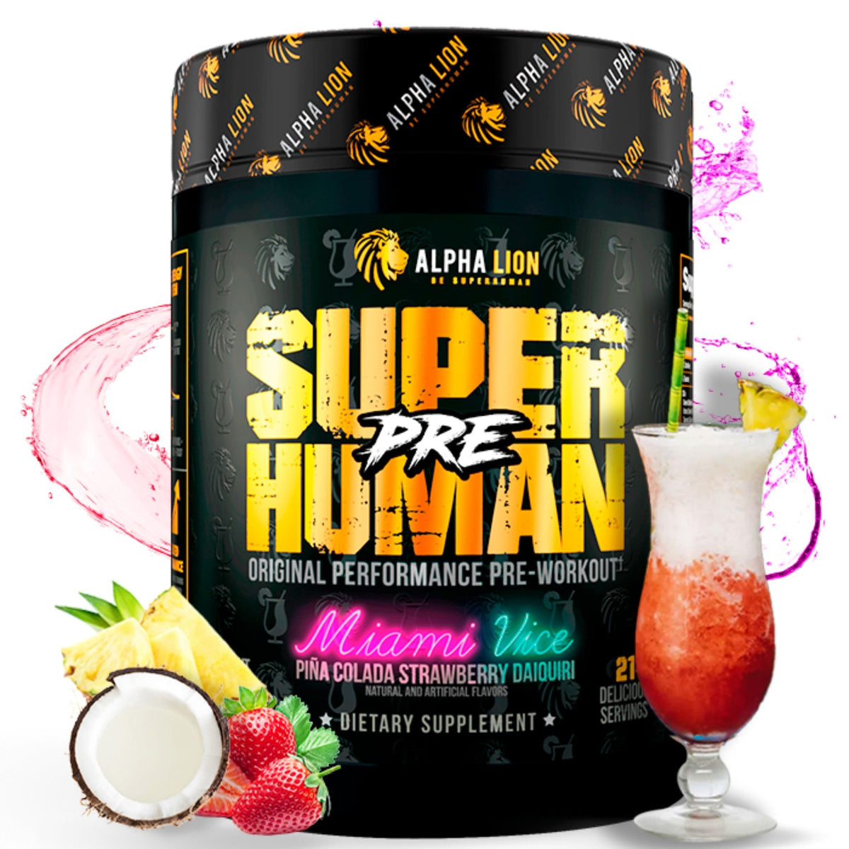 Alpha Lion Superhuman pre-workout bottle front view for high-energy workouts