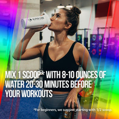 ALPHA LION Unicorn Juice label close-up conveys nutrition facts and benefits for athletes.