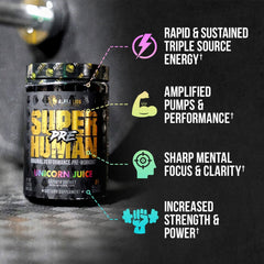 ALPHA LION Unicorn Juice poster-style artwork communicates focus and endurance vibes.