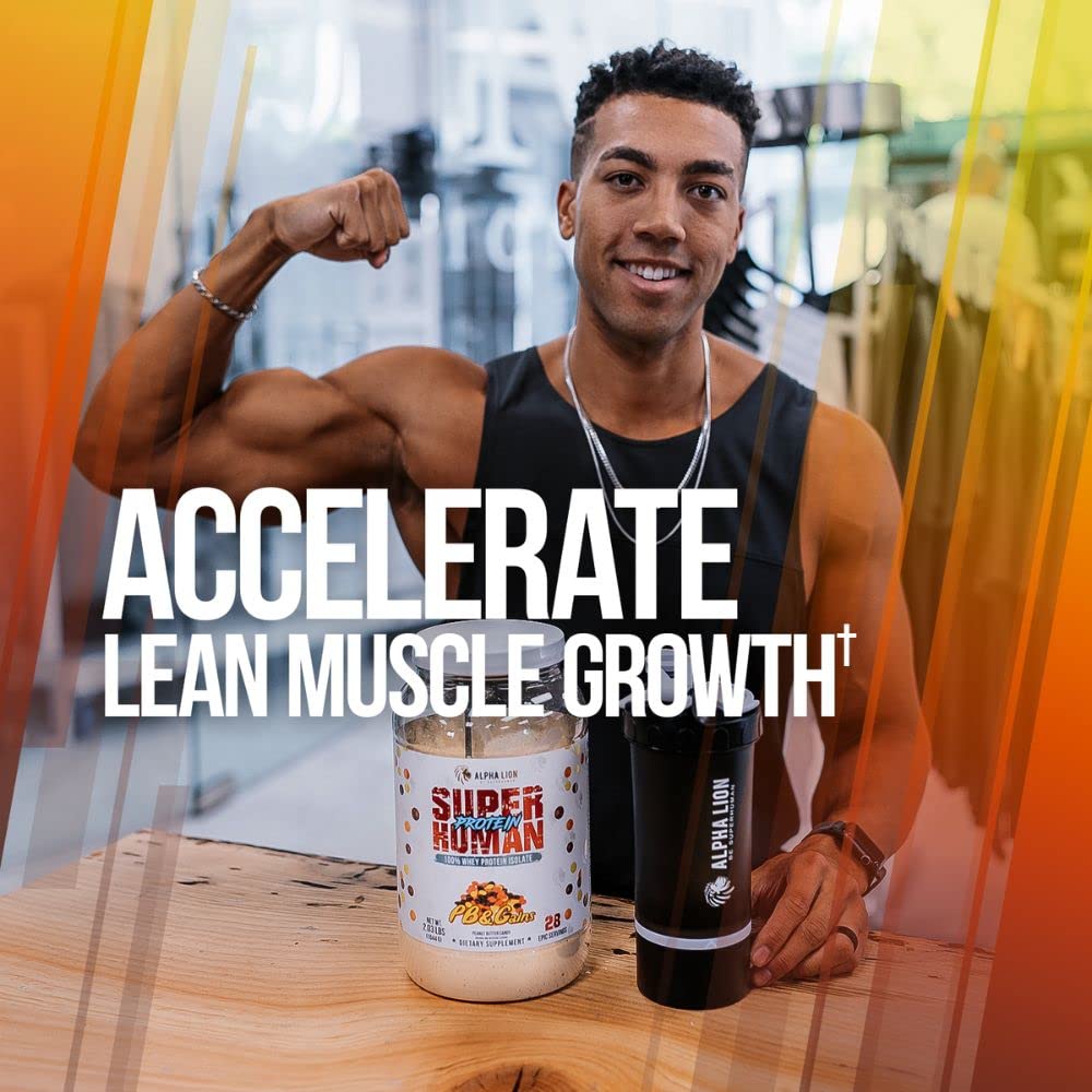 ALPHA LION Superhuman Whey being poured demonstrates quick mixability after training.