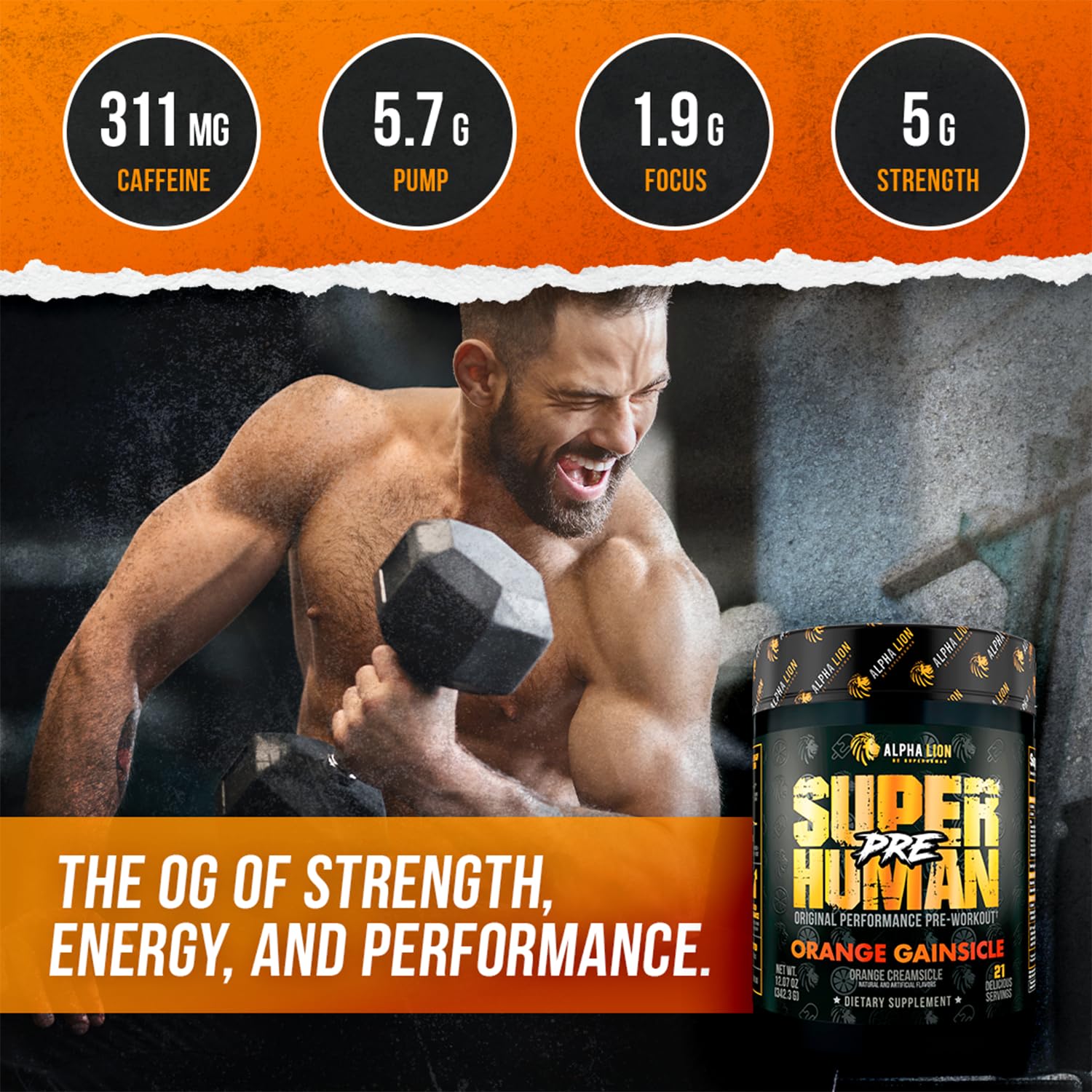 ALPHA LION Tri-source caffeine matrix cup visual for steadier energy.