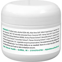 Alpha Natural Health HempRelieve cream jar ideal for natural skin soothing