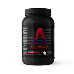 Alpha Nutrition Labs banana whey isolate shake in glass for post-workout recovery
