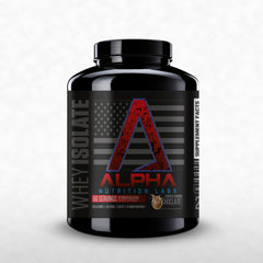 Alpha Nutrition Labs Whey Isolate Chocolate bottle for convenient protein support after workouts.
