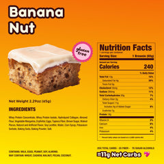 Prime Bites Banana Nut Brownie close-up shows fudgy texture and premium whey protein.