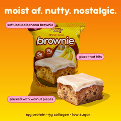 Banana Nut Brownie ingredients highlight gluten-free, low-sugar profile.