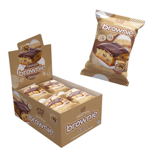 Alpha Prime Prime Bites Brownie box front showing S'mores flavor for a protein snack