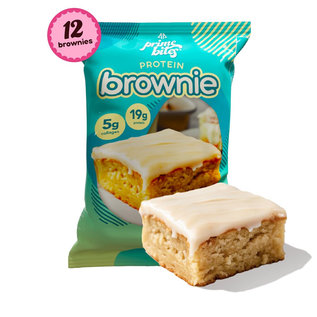 Alpha Prime Prime Bites brownie glazed cinnamon roll soft texture evokes fresh-baked dessert.