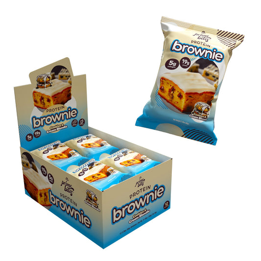 Alpha Prime Prime Bites brownie pack showing gluten-free protein snack.